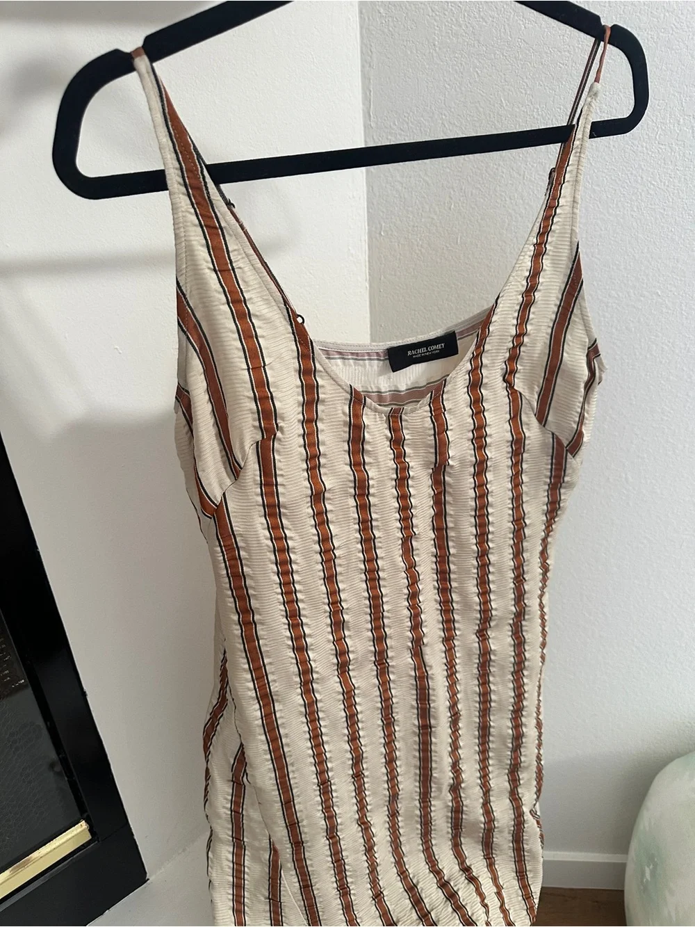 RACHEL COMEY Cream and Brown Striped Caliper Slip Dress - Picture 12 of 13